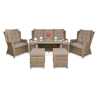 Technorattan mobilier TRIVENTO 3 DINING + PUFY Brown - Focus Garden