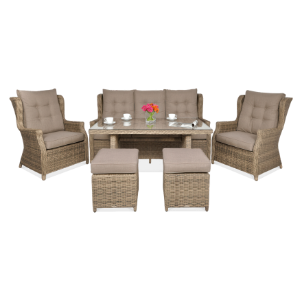 Meble technorattanowe TRIVENTO 3 DINING + PUFY Brown - Focus Garden