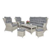 Technorattan mobilier TRIVENTO 3 + PUFY alb gri - Focus Garden