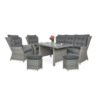 Technorattan mobilier TRIVENTO 3 DINING + PUFY Stone Grey - Focus Garden