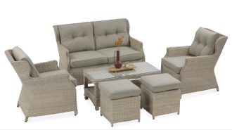 Technorattan mobilier TRIVENTO 2 + PUFY Bej