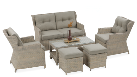 Technorattan mobilier TRIVENTO 2 + PUFY Bej