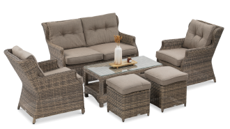 Technorattan mobilier TRIVENTO 2 + PUFY Brown