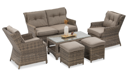 Technorattan mobilier TRIVENTO 2 + PUFY Brown