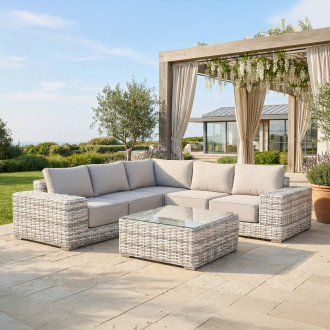 Unitate de colț Technorattan VEGA CAFFE Gri deschis - FOCUS GARDEN