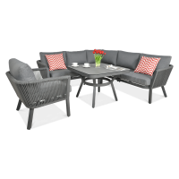 Przód Narożnika SALVADOR DINING + fotel Grey - FURRORE