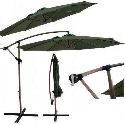 Umbrelă de grădină SANTORINI WOOD 3m verde închis - Focus Garden