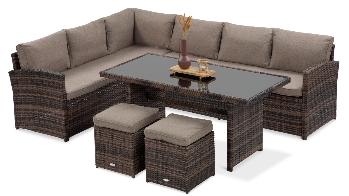 Technorattan canapea colț SALO + PUFY Brown