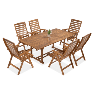 Meble jadalniane drewniane AKADIA DINING 200/6+1 - FOCUS GARDEN