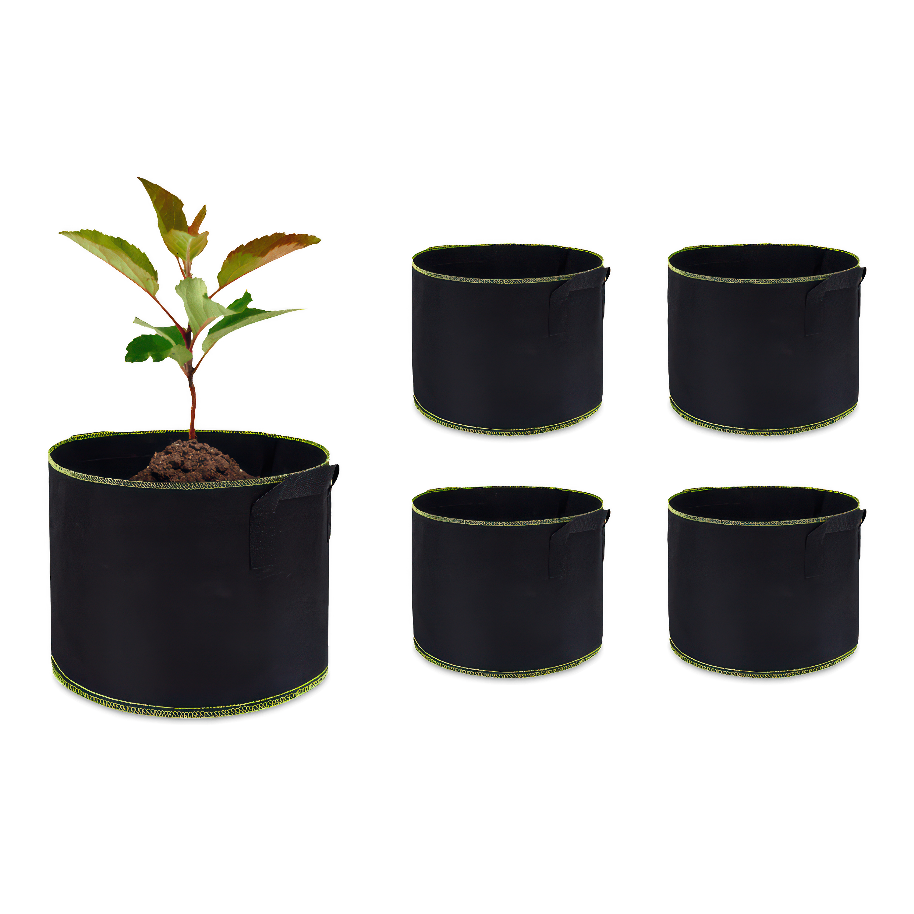 Set de ghivece de flori din material textil 5 buc. Negru 26L - CULTIVO