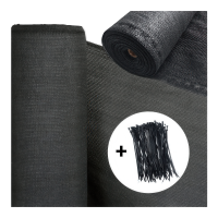 Plasă de umbră 1.5x25m Grafit + legături de cablu - HARDMAISTER