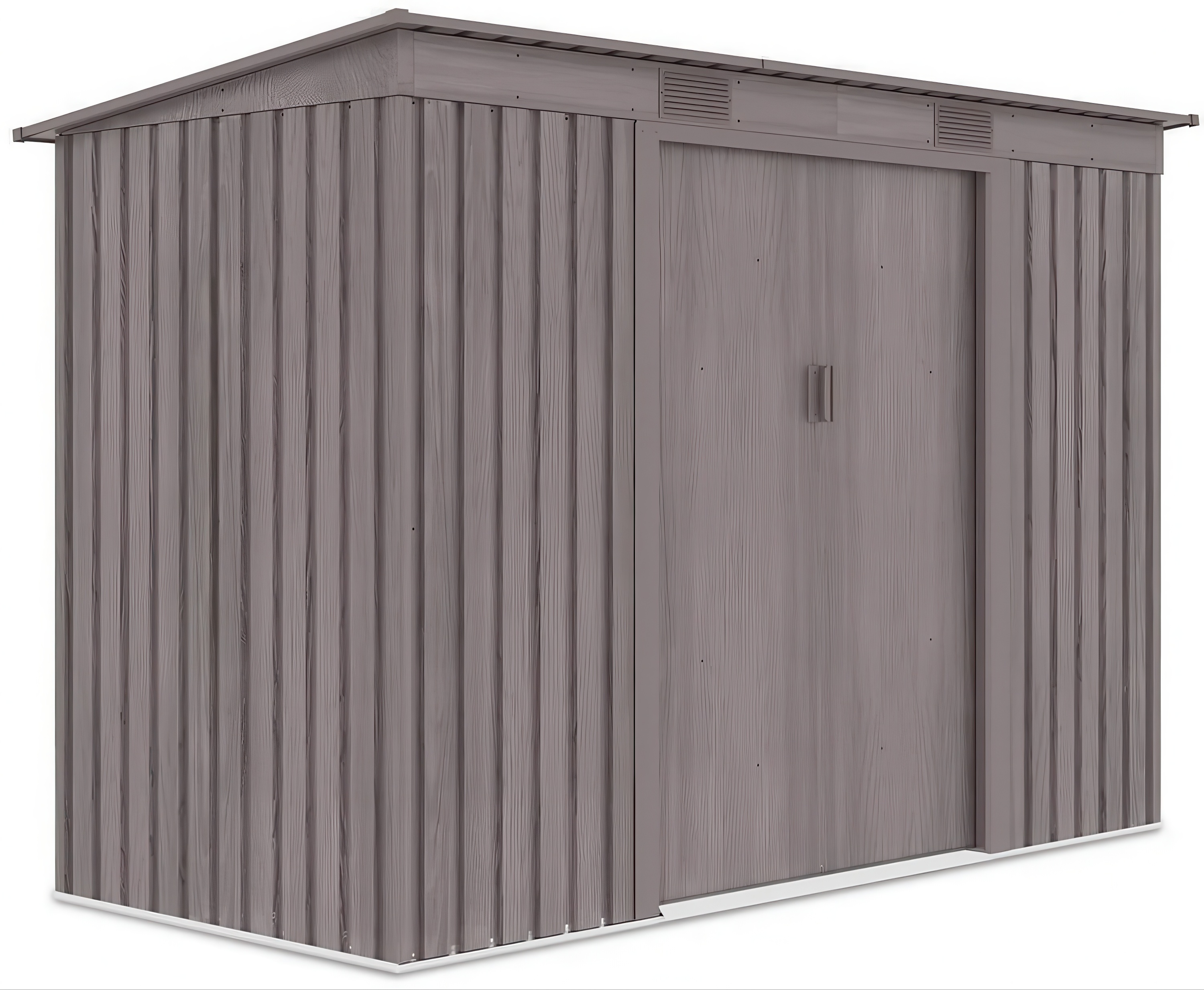 Widok z boku metalowego domku narzędziowego OREGON o wymiarach 261x121cm