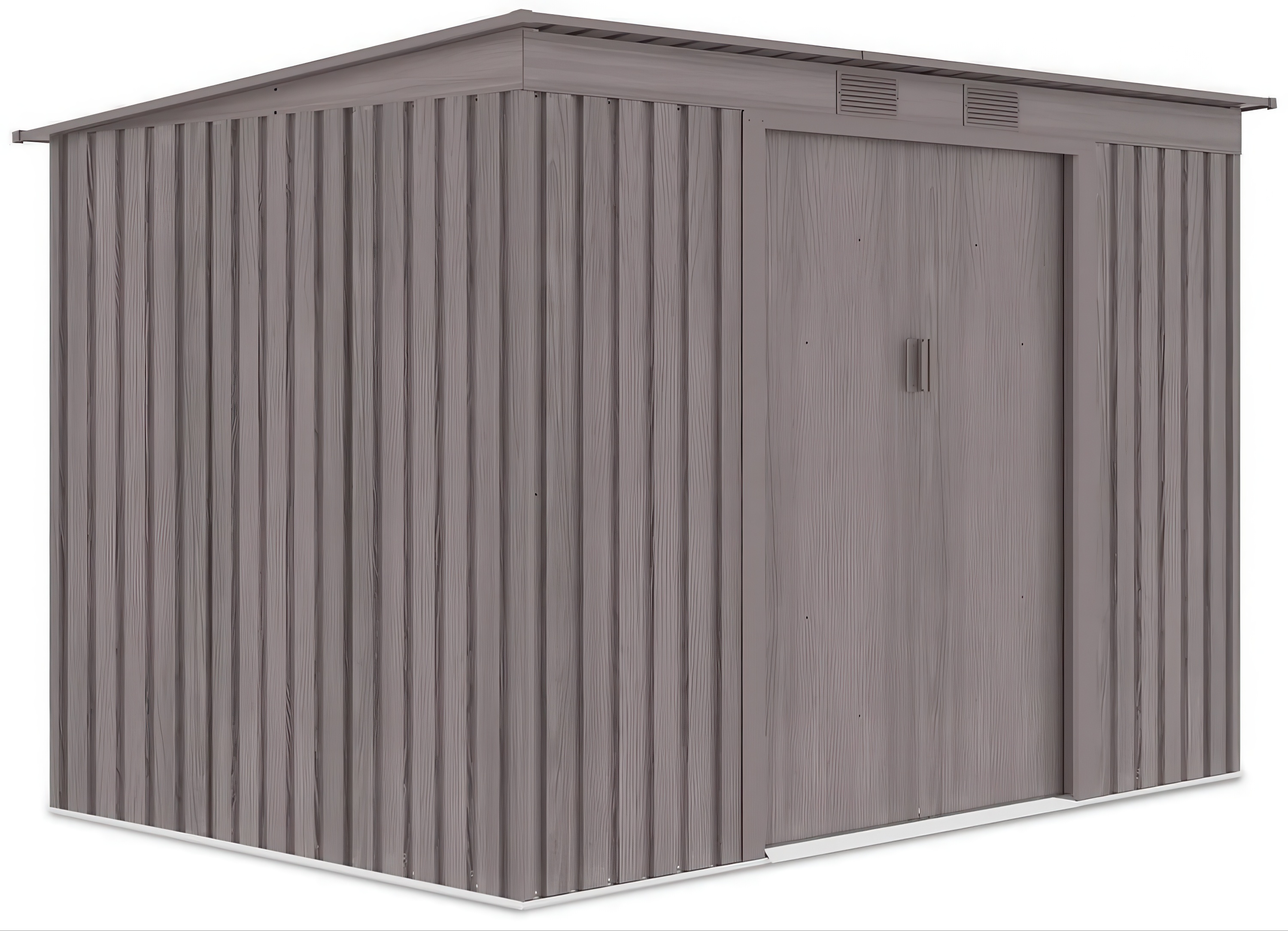 Widok z boku metalowego domku narzędziowego OREGON o wymiarach 261x181cm