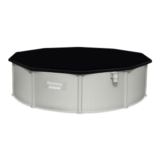 okrągły czarny pokrowiec na basen