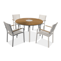 Set de sufragerie de grădină TACOMA Fi120/4+1 alb - Focus Garden