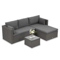 Canapea de colț Technorattan Lizbona Graphite - FOCUS GARDEN