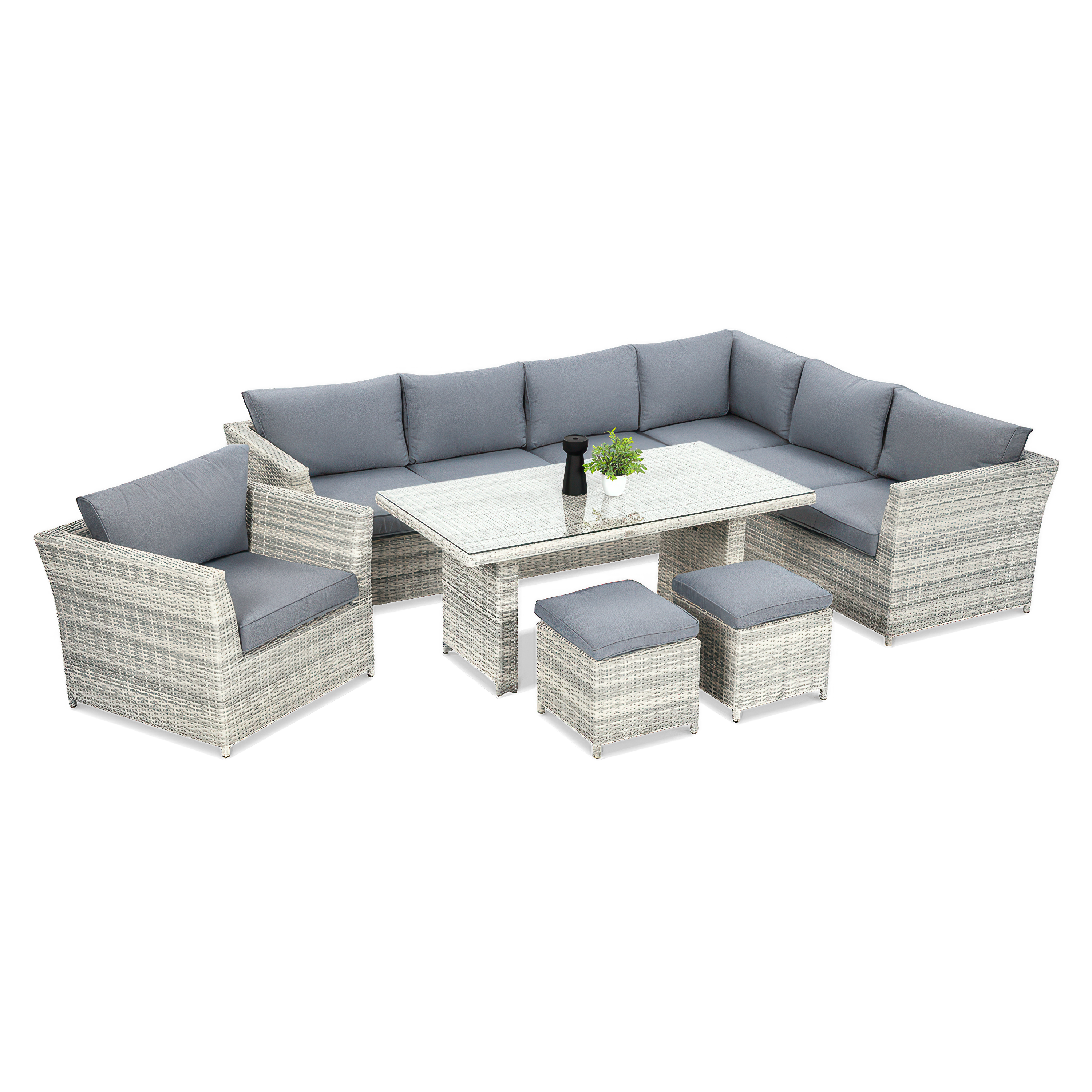 Technorattan colț MONIZ DINING PLUS alb gri