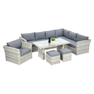 Technorattan colț MONIZ DINING PLUS alb gri