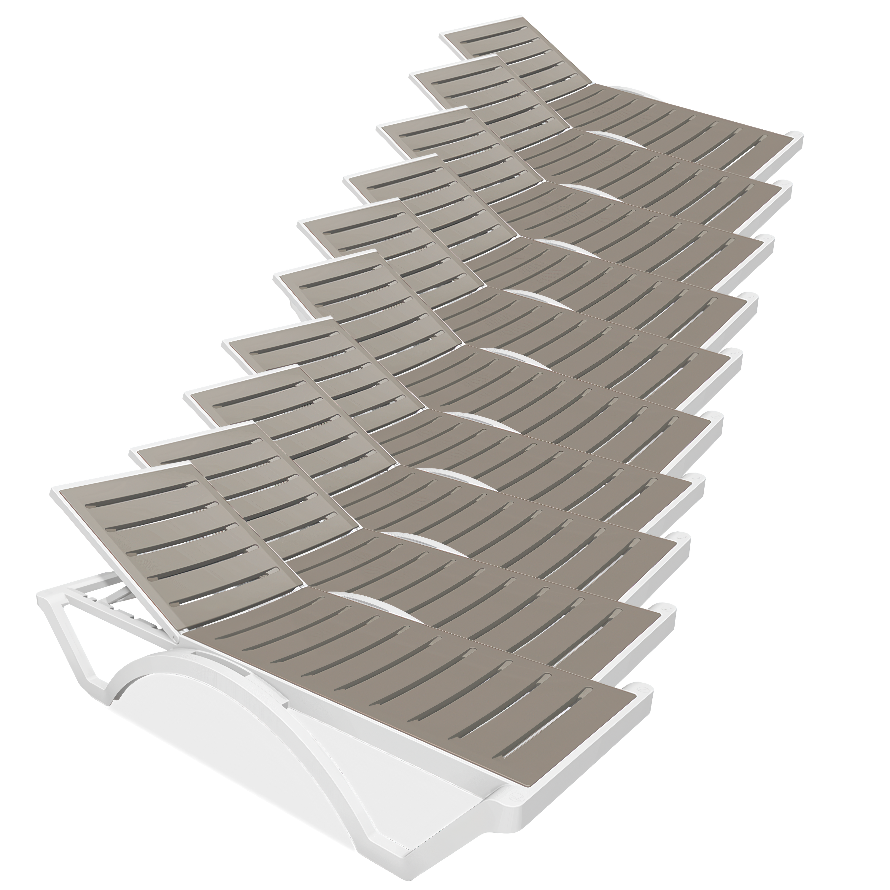 Zestaw leżaków LOMBOK White Taupe 10 szt. - Focus Garden