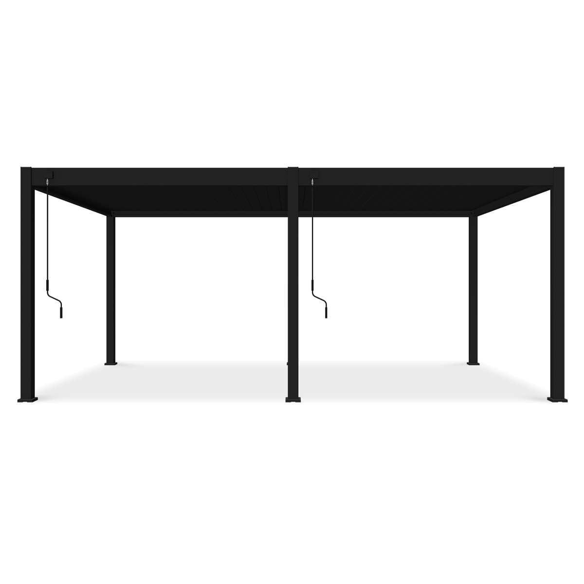 antracytowa pergola deluxe 3.6x6 stojąca na tarasie w słoneczny dzień