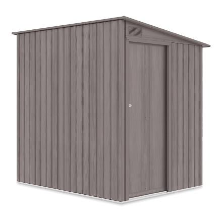 domek narzędziowy w kolorze jasnego drewna z ukośnym dachem