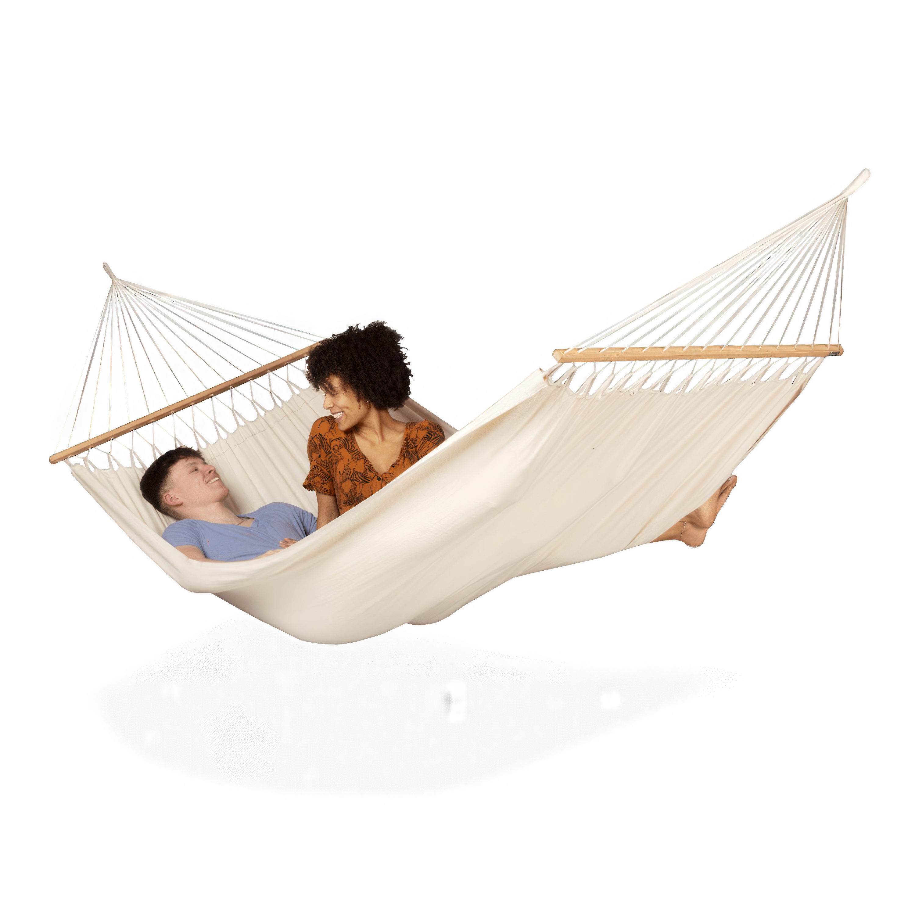 FLORENCIA Latte hamac pentru două persoane cu bară din bumbac organic - LA SIESTA