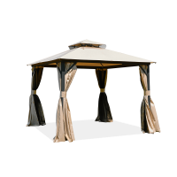 Pavilion de grădină cu plasă de țânțari și perdele VANCOUVER 3x3 Bej - Hardmaister