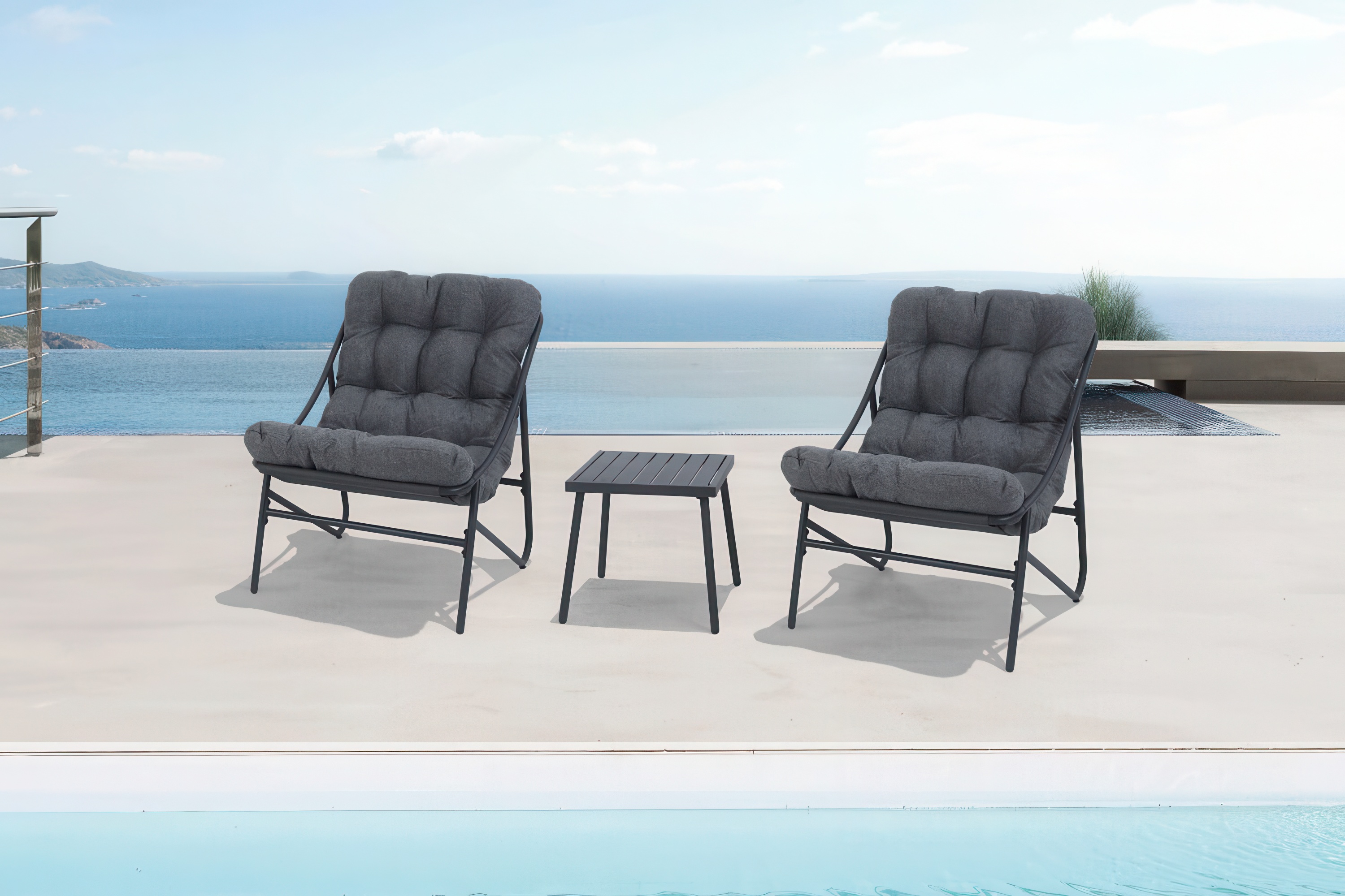 Set de grădină CASPER 2+1 gri închis - Focus Garden 