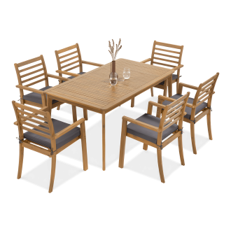 Set de masă din lemn HAGEN DINING 6+1