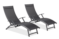 2x șezlong de grădină din aluminiu RELAX Negru
