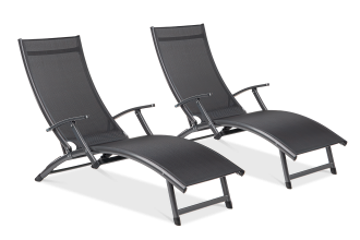 Zestaw leżaków ogrodowych aluminiowych Relax Black 2 sztuki Focus Garden