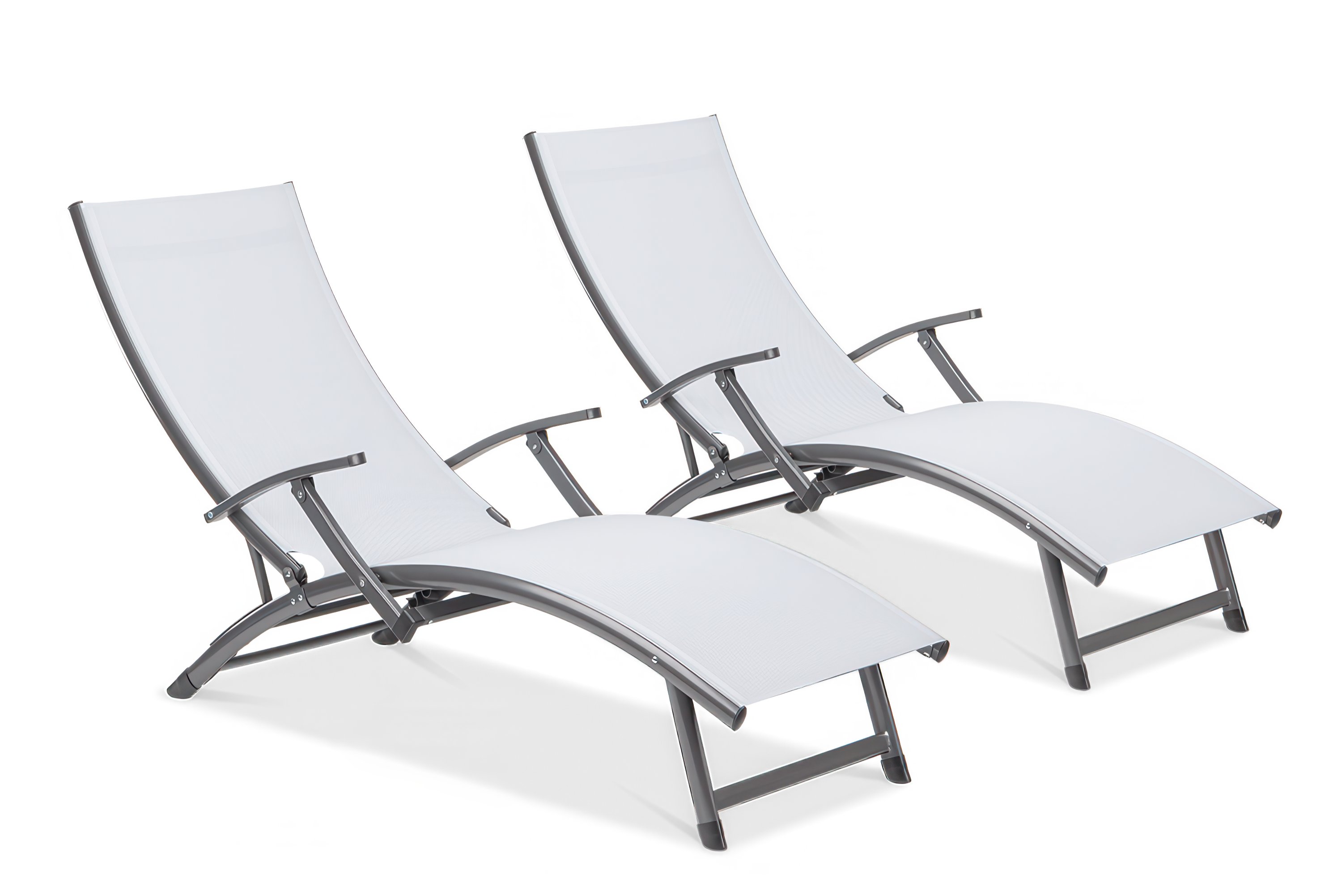 Zestaw leżaków ogrodowych aluminiowych Relax Grey 2 sztuki Focus Garden bez tła PNG