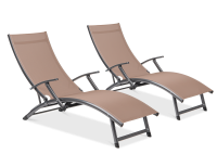 2x RELAX șezlong de grădină din aluminiu Taupe