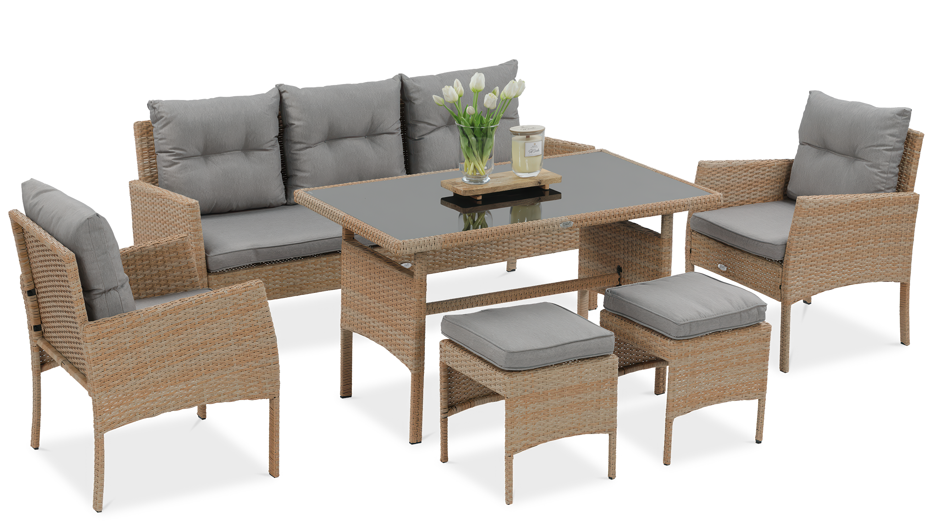 Set Technorattan CORTINA + PUFY Bej