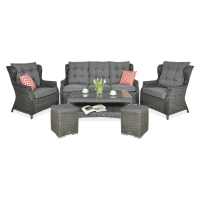 Set Technorattan TRIVENTO 3 + PUFY Gri închis