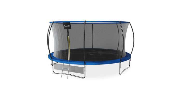 trambulină de grădină pentru copii cu plasă de siguranță și scară