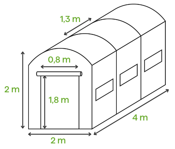 Tunel de grădină Cultivo alb - dimensiuni 
