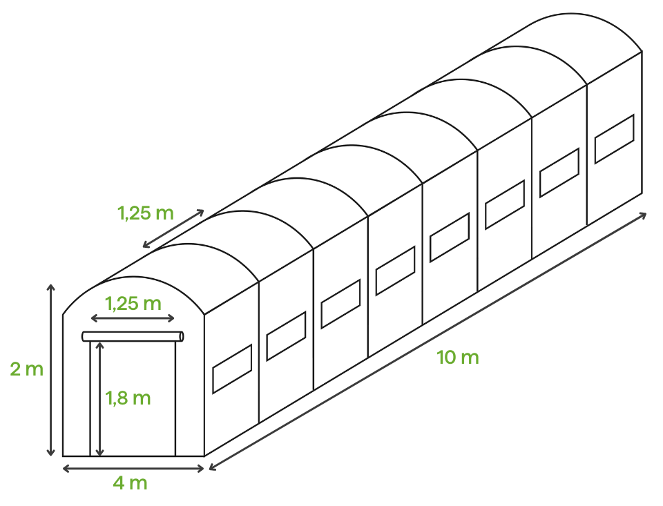 Tunel de grădină Cultivo alb - dimensiuni 