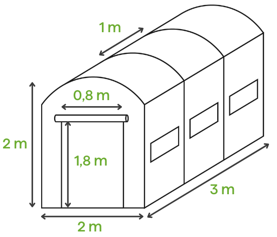 Tunel de grădină Cultivo alb - dimensiuni 