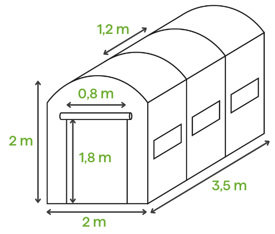 Tunel de grădină Cultivo alb - dimensiuni 