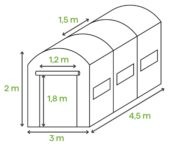 Tunel de grădină Cultivo alb - dimensiuni 