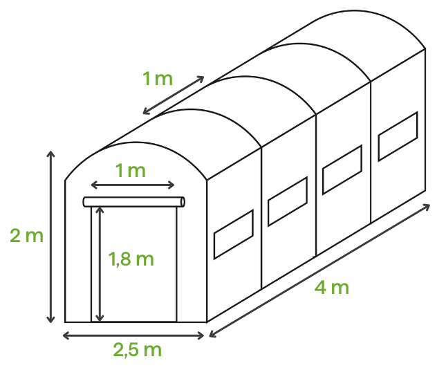 Tunel de grădină Cultivo alb - dimensiuni 